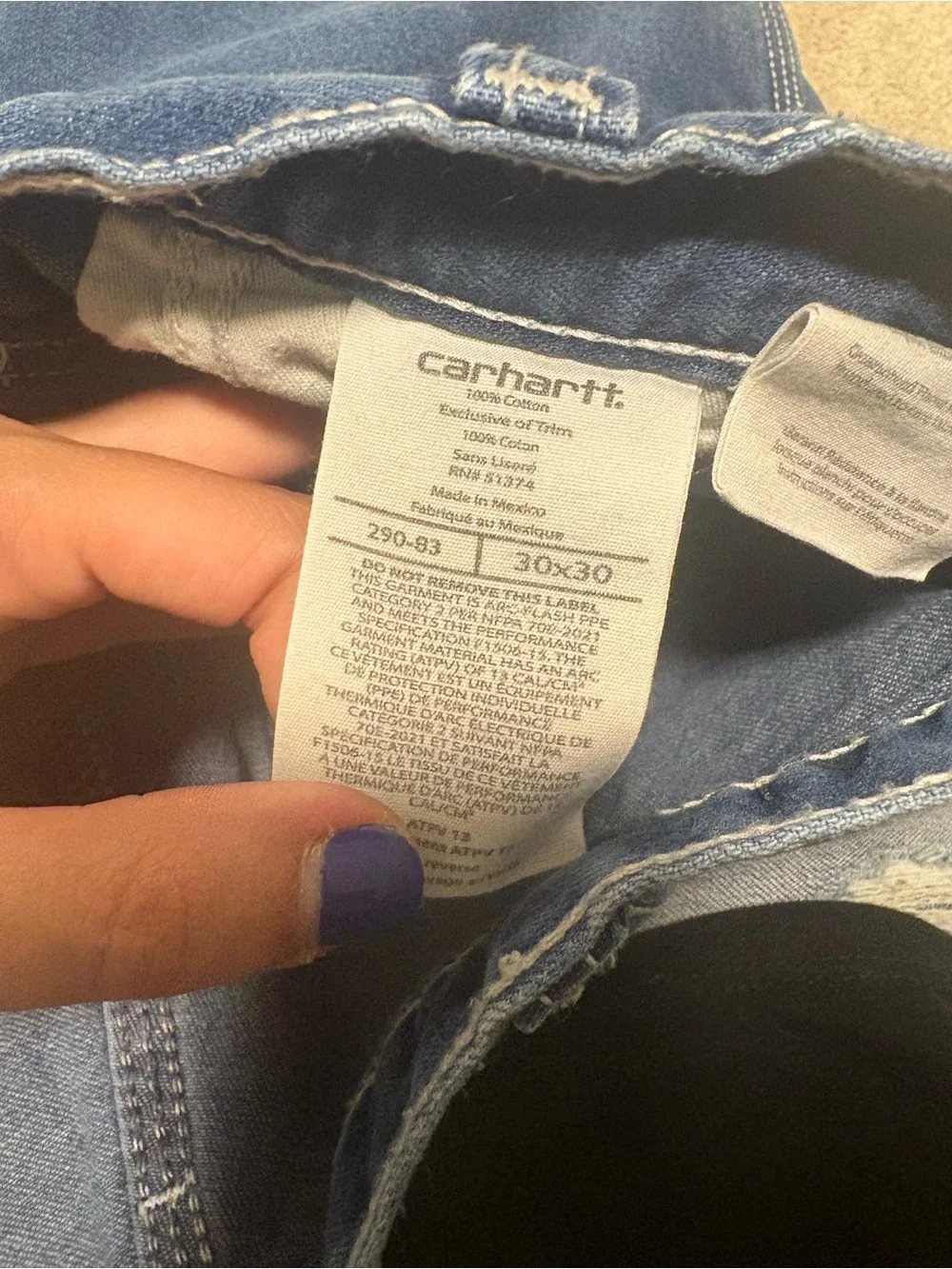 Carhartt Blue Denim Jeans with Label Detail